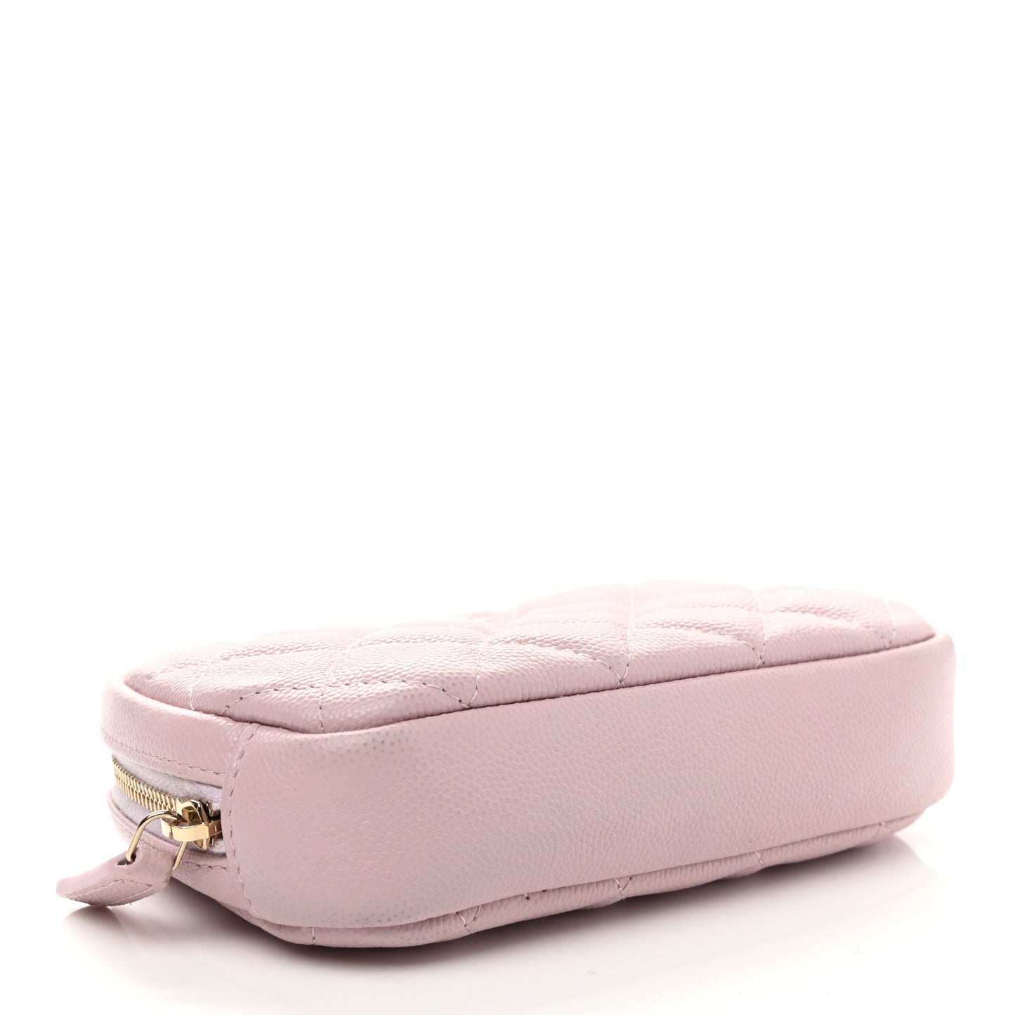 Caviar Quilted Small Curvy Pouch Cosmetic Case Light Pink