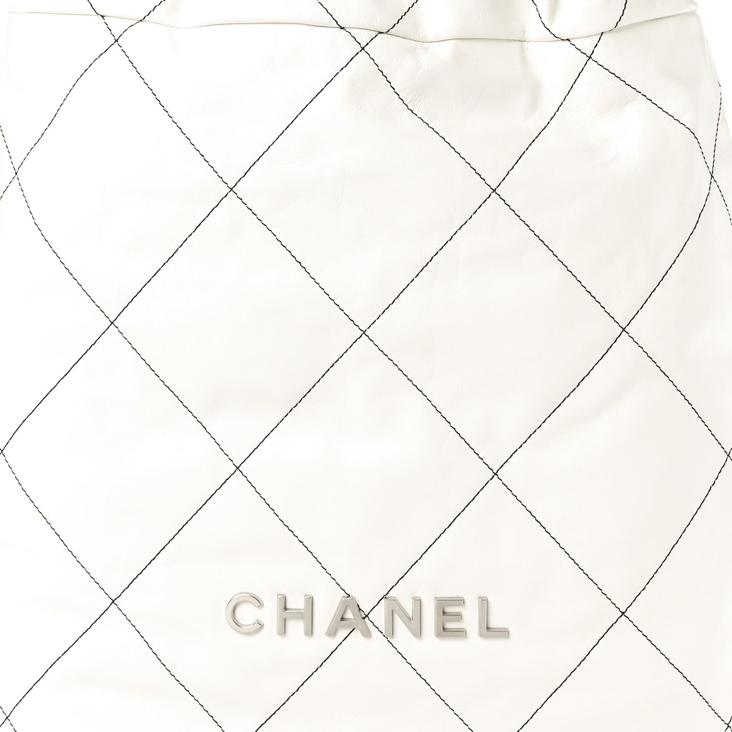 Shiny Calfskin Quilted Chanel 22 Backpack White Black