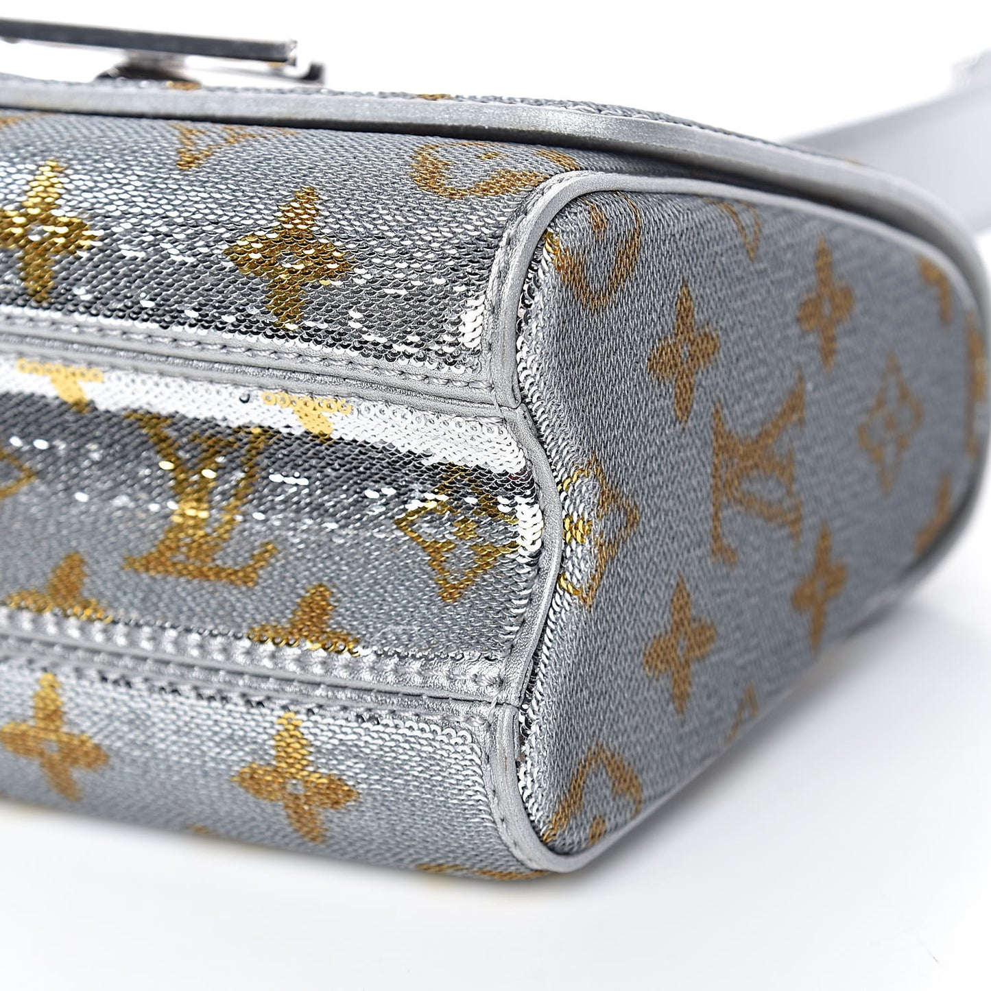 Sequins Monogram Twist Shoulder Bag PM Gold Silver