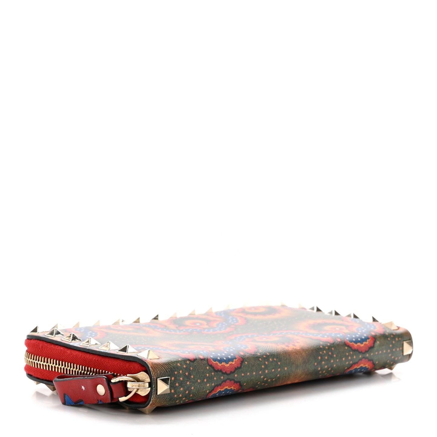 Canvas Enchanted Wonderland Rockstud Zip Around Wallet Rosso