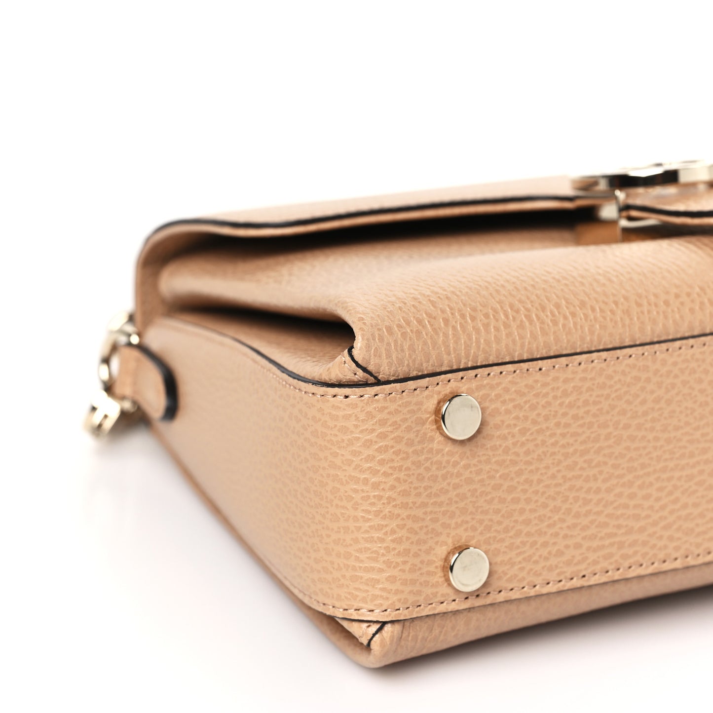 Dollar Calfskin Interlocking G Top Handle Shoulder Bag Camelia