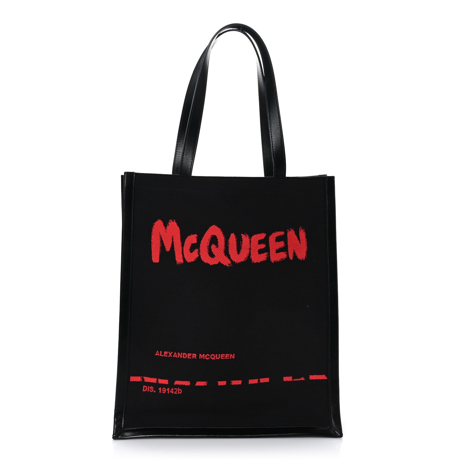 Alexander McQueen Canvas Jacquard Print Graffiti Tote Black Lust Red 1 of 8