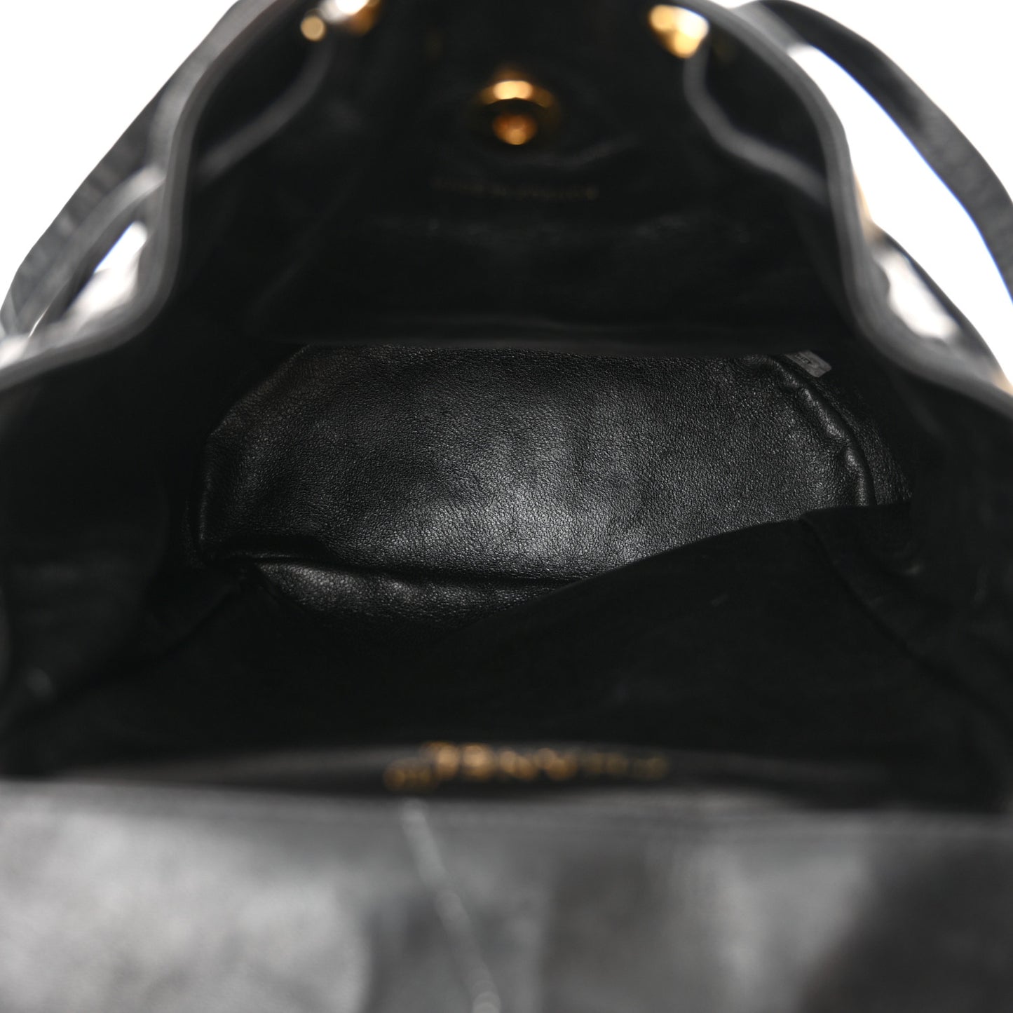 Lambskin Quilted Drawstring Backpack Black