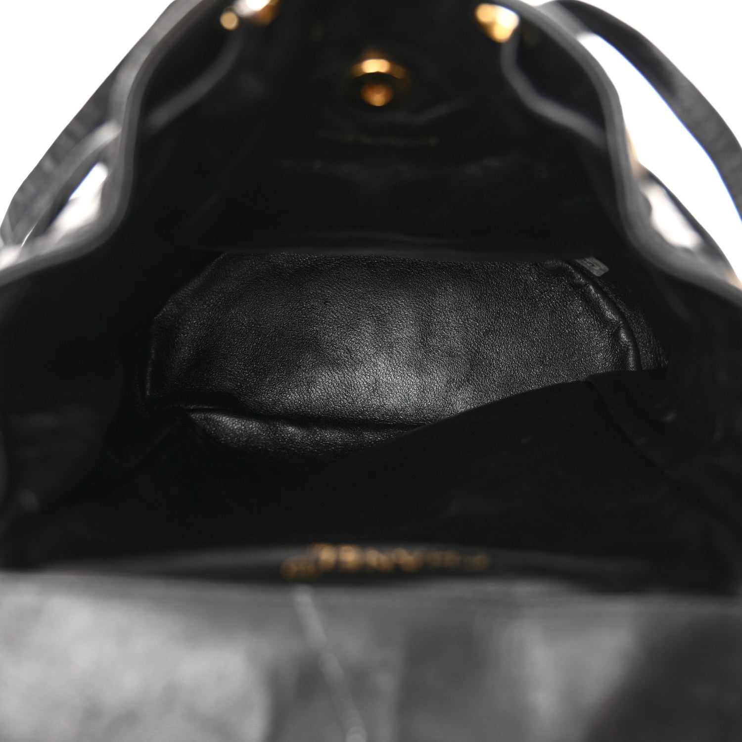 Chanel Lambskin Quilted Drawstring Backpack Black 5 of 15