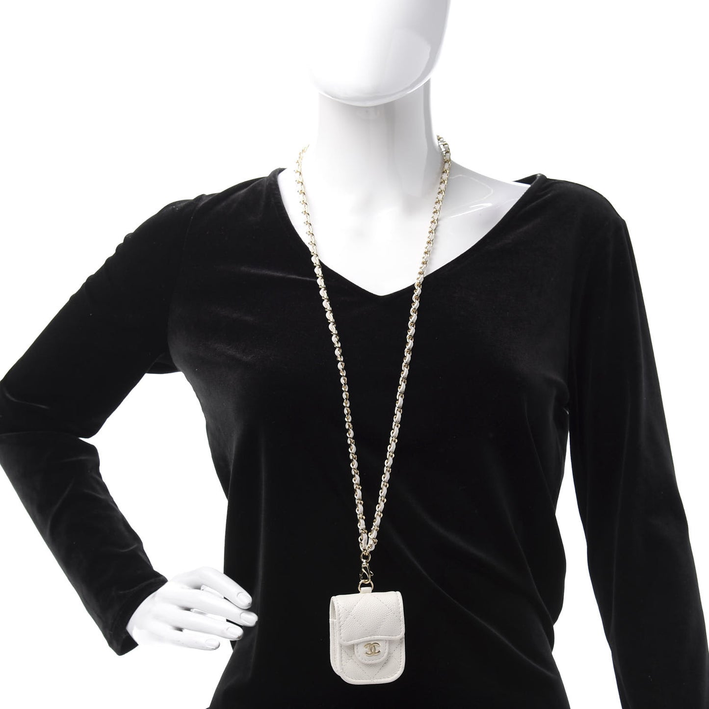 Caviar Quilted Airpods Case White