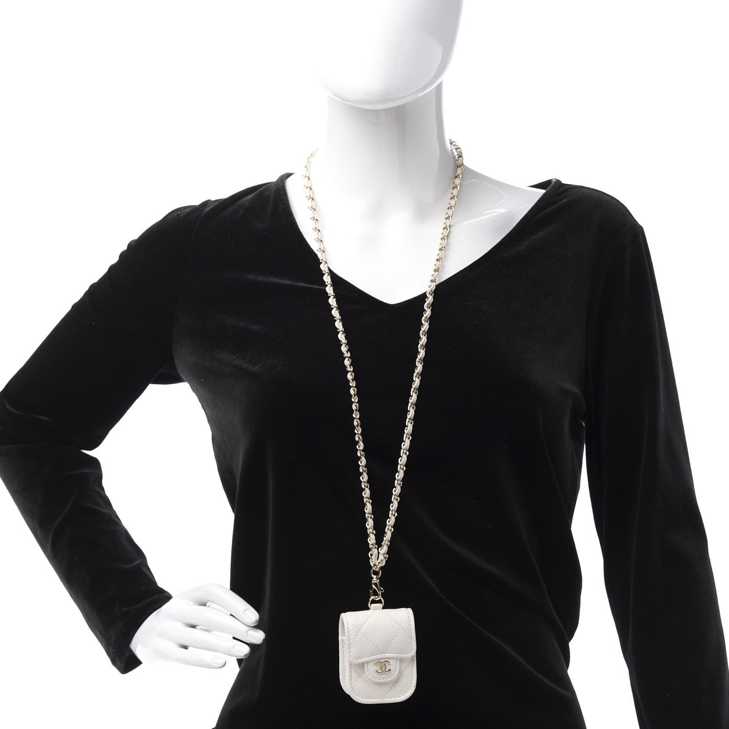 Chanel Caviar Quilted Airpods Case White 2 of 10