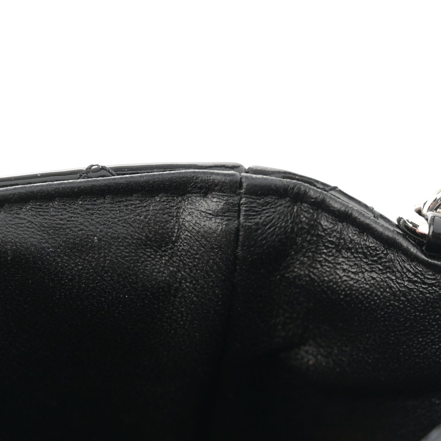 Patent Calfskin Quilted Mini Rectangular Flap Black