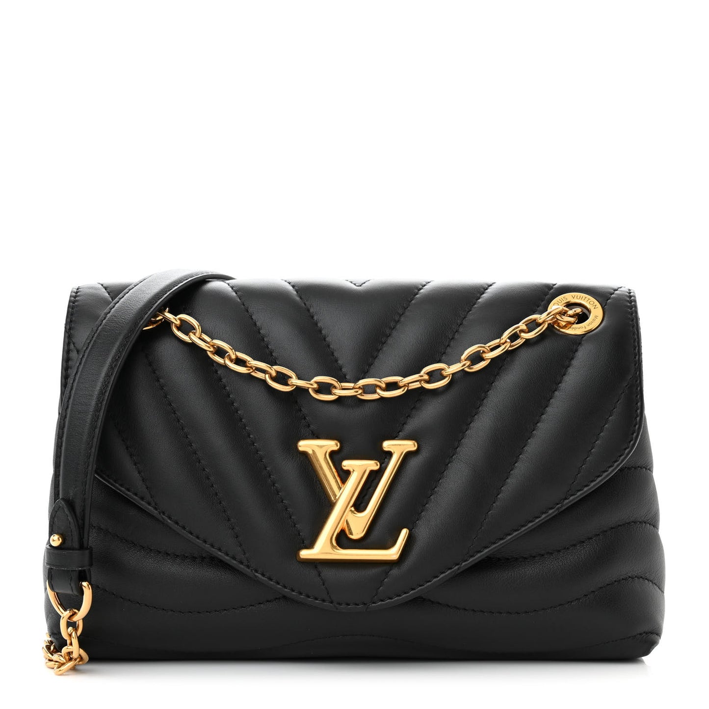 Calfskin LV New Wave Chain Bag Black