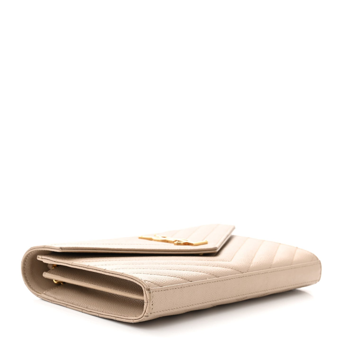 Grain De Poudre Matelasse Chevron Monogram Chain Wallet Dark Beige