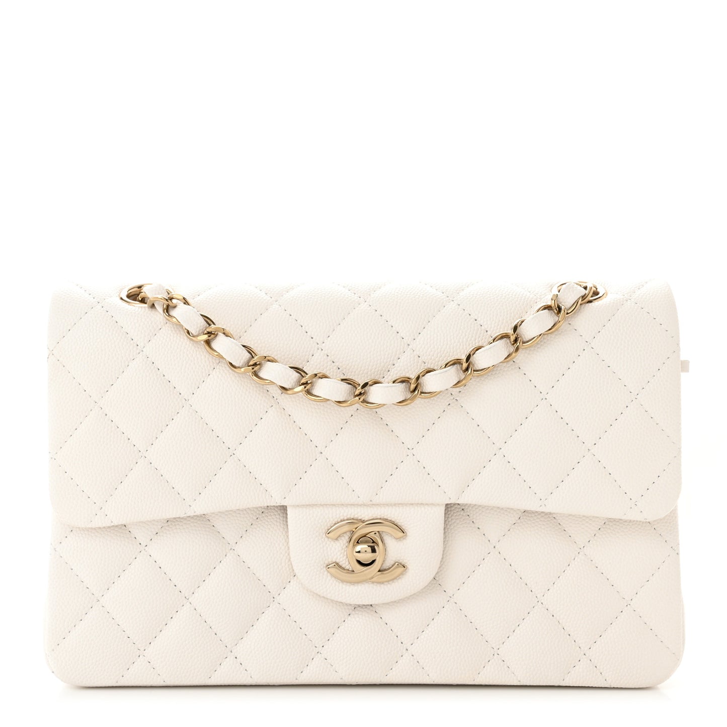 Caviar Quilted Small Double Flap White