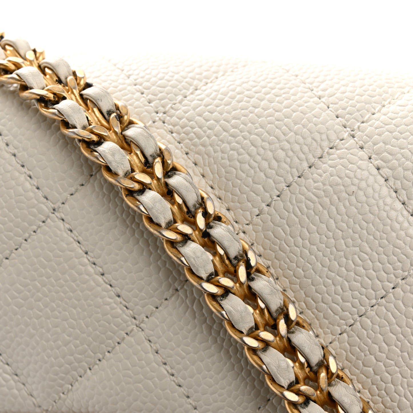 Caviar Quilted Mini Chain Soul Flap White