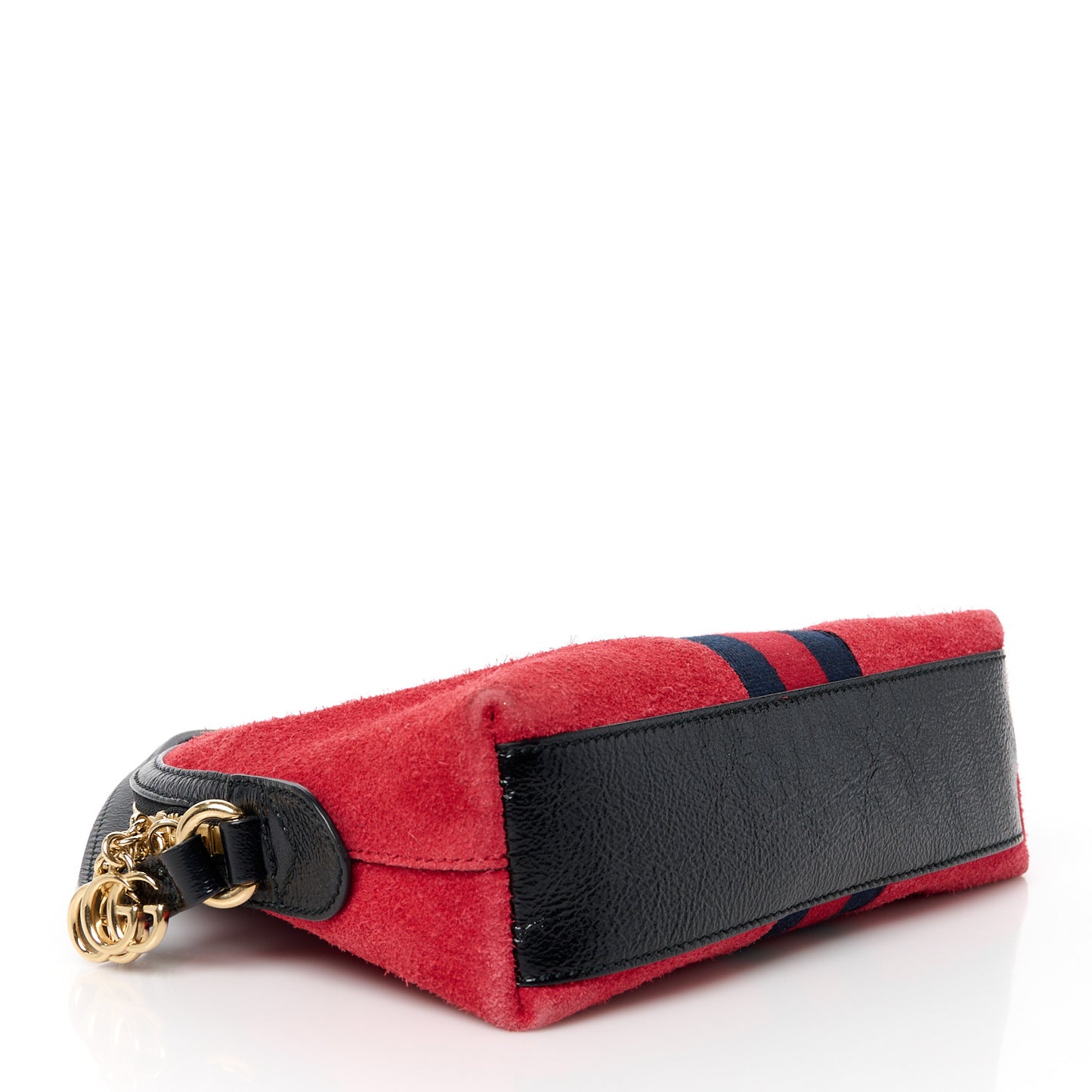 Suede Patent Web GG Small Ophidia Dome Shoulder Bag Hibiscus Red