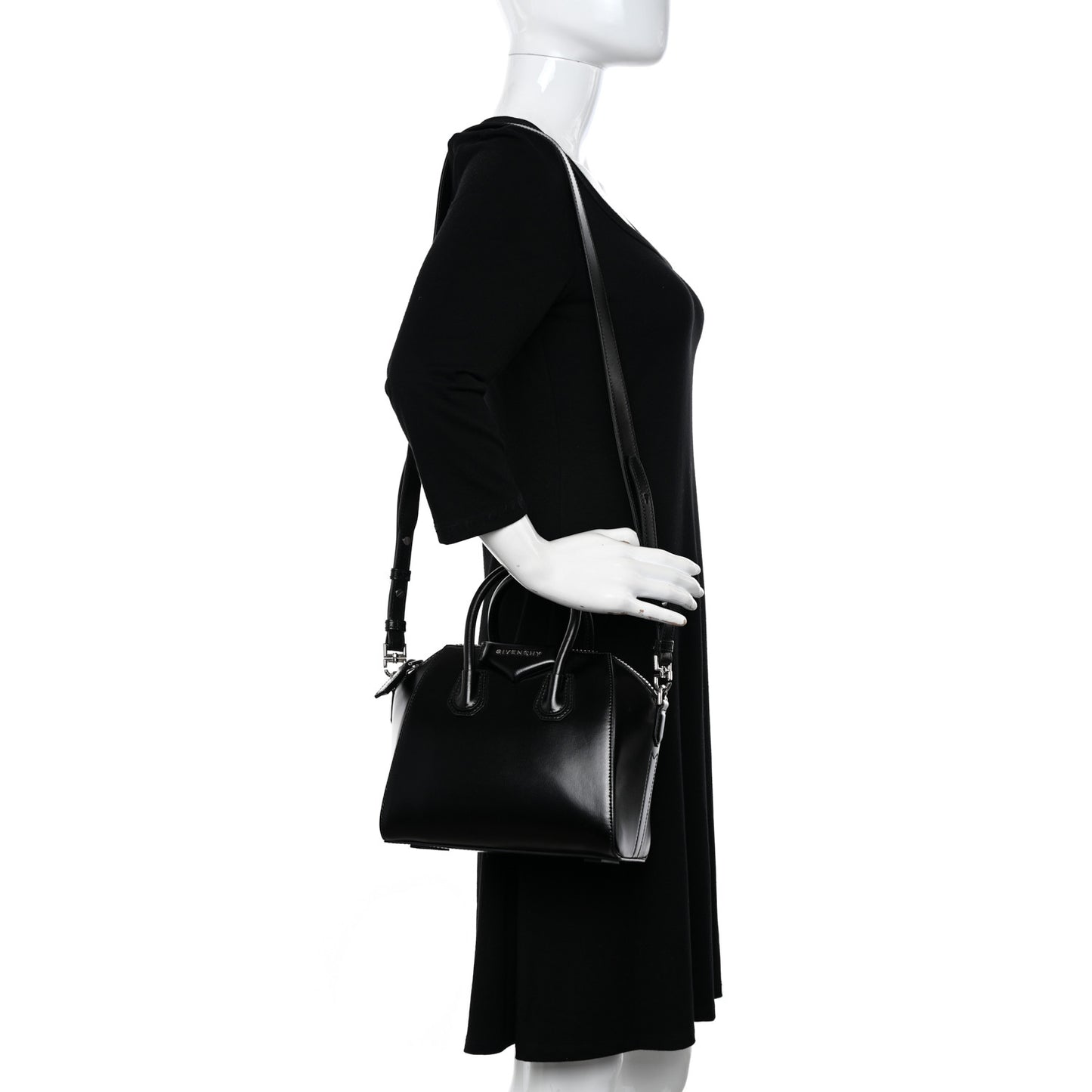 Shiny Lord Calfskin Mini Antigona Black