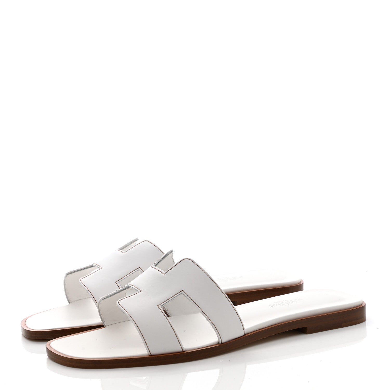 Hermes Box Calfskin Oran Sandals 37 White 3 of 9