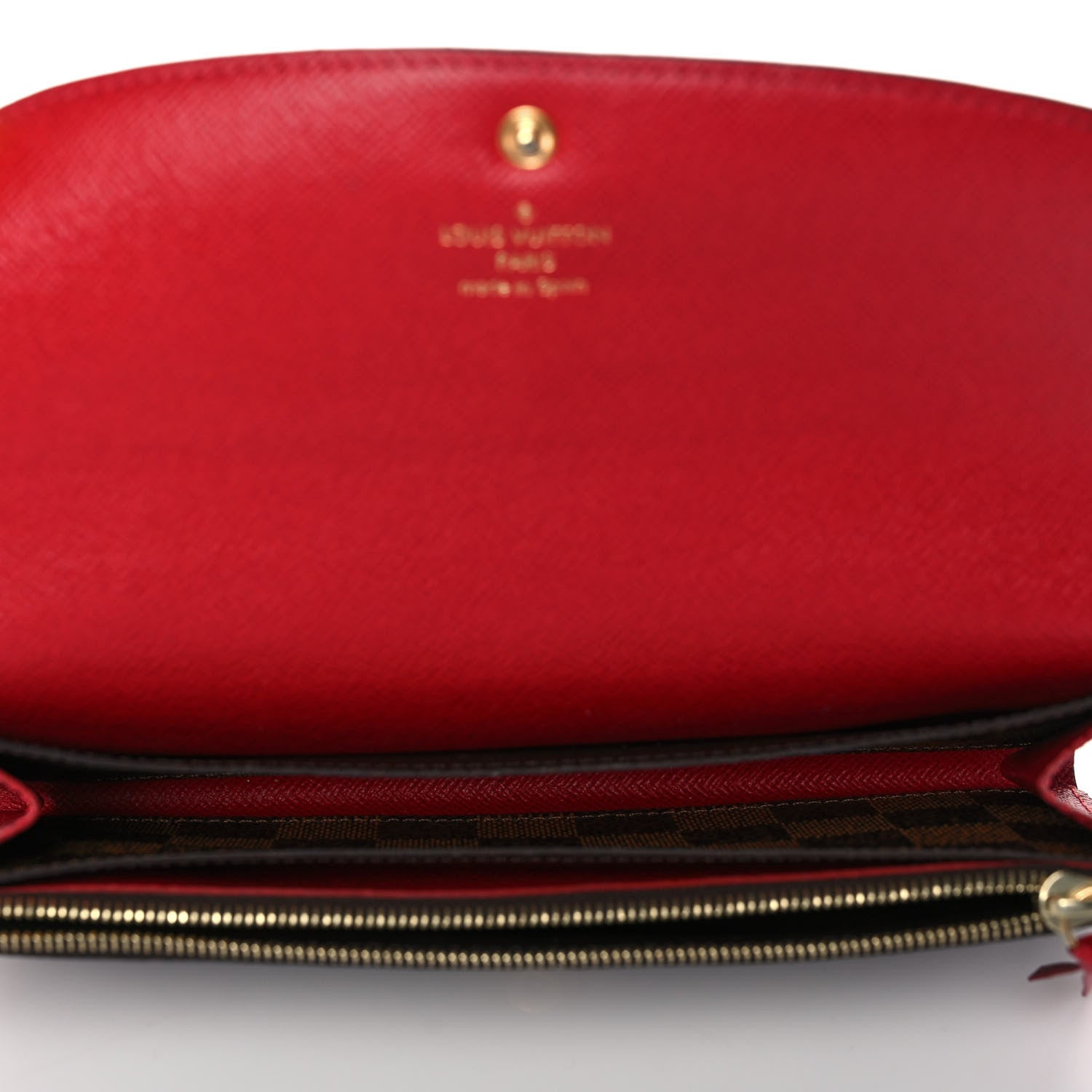 Louis Vuitton Damier Ebene Emilie Wallet Red 5 of 10