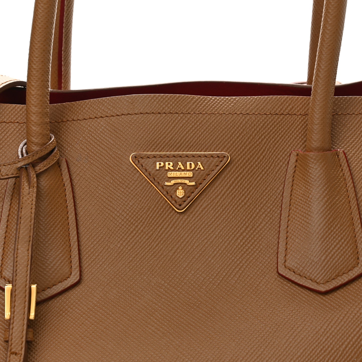 Saffiano Cuir Large Double Bag Caramel Fuoco