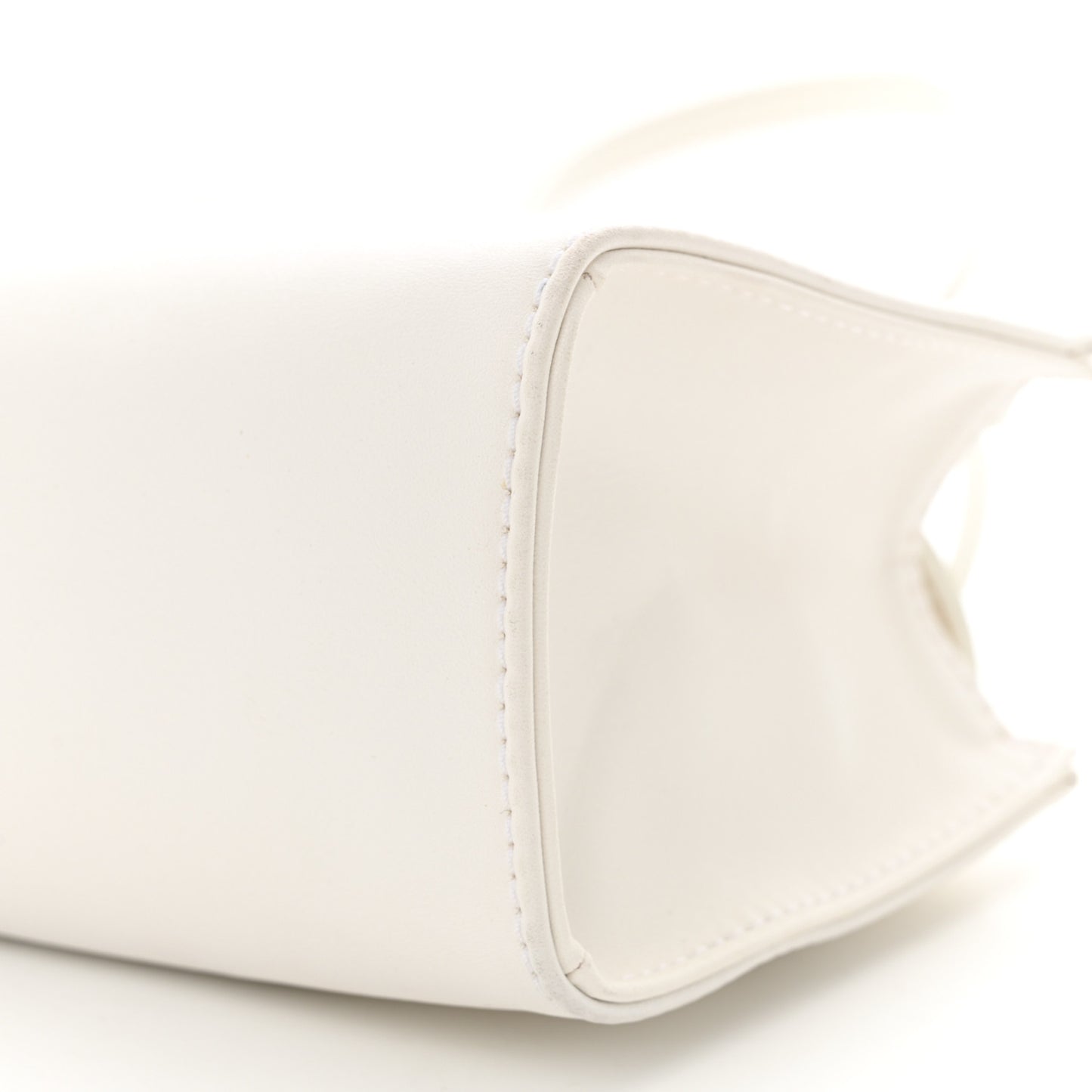 Vegan Leather Small Shopping Bag White