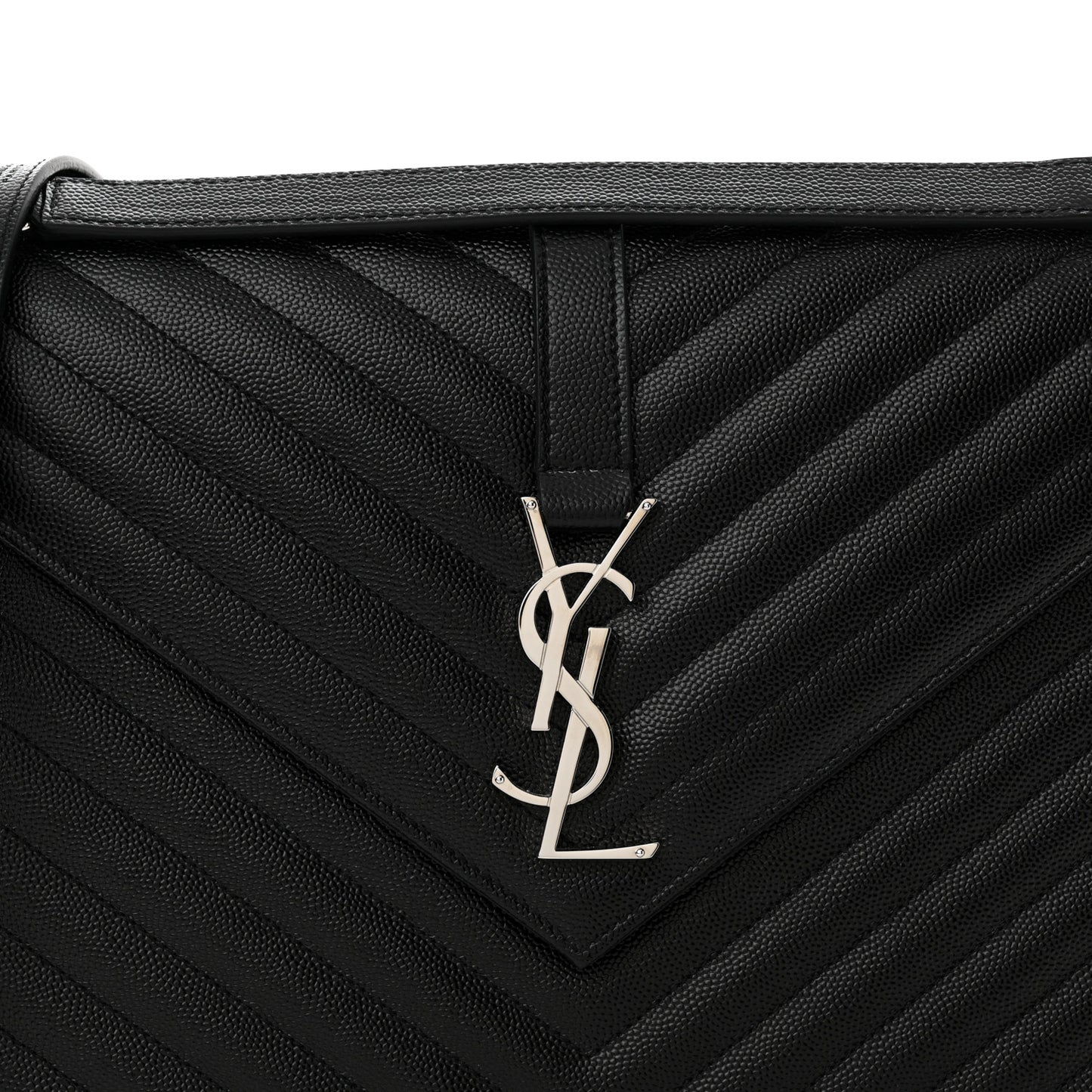 Grain De Poudre Matelasse Chevron Large Monogram Satchel Black