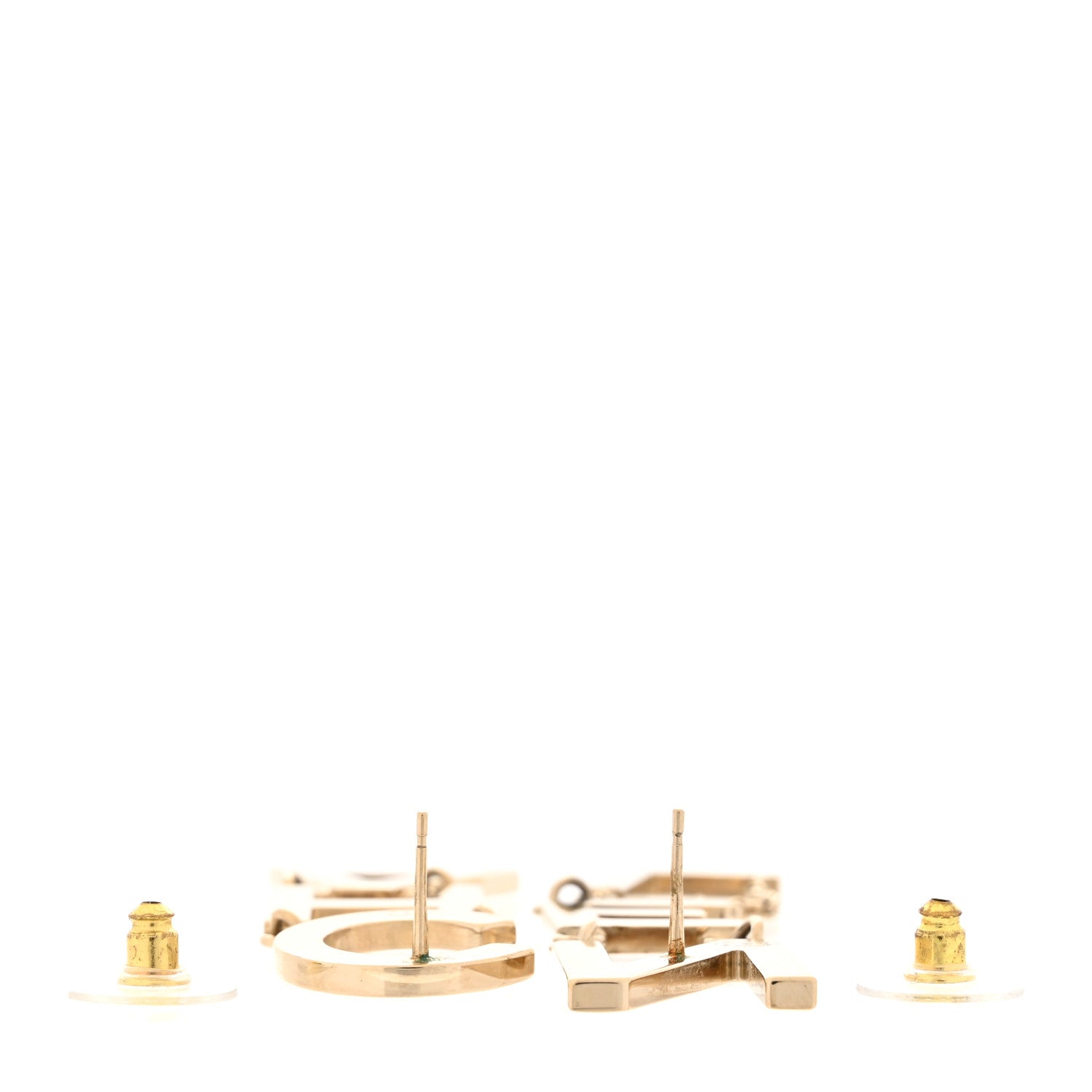 Chanel Metal Cha-Nel Logo Drop Earrings Gold 3 of 7
