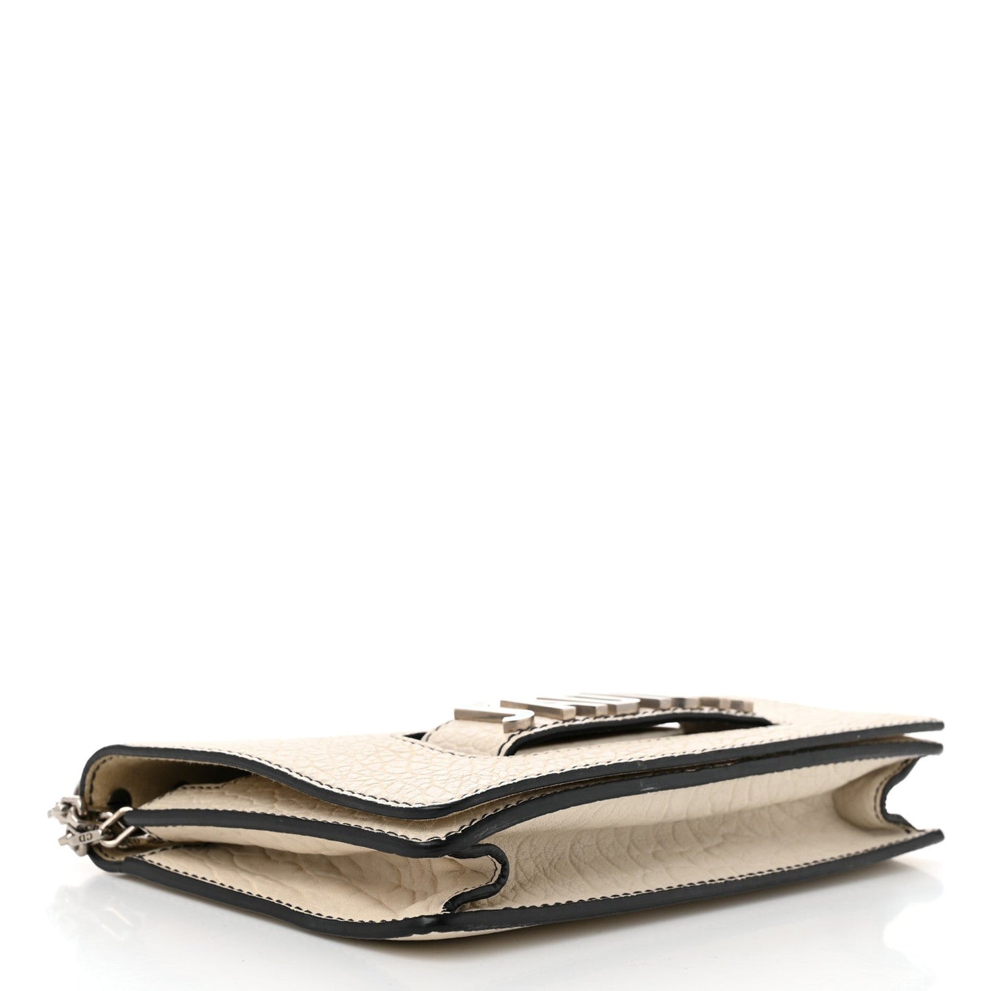 Canyon Grained Lambskin J'Adior Chain Flap Bag Off White