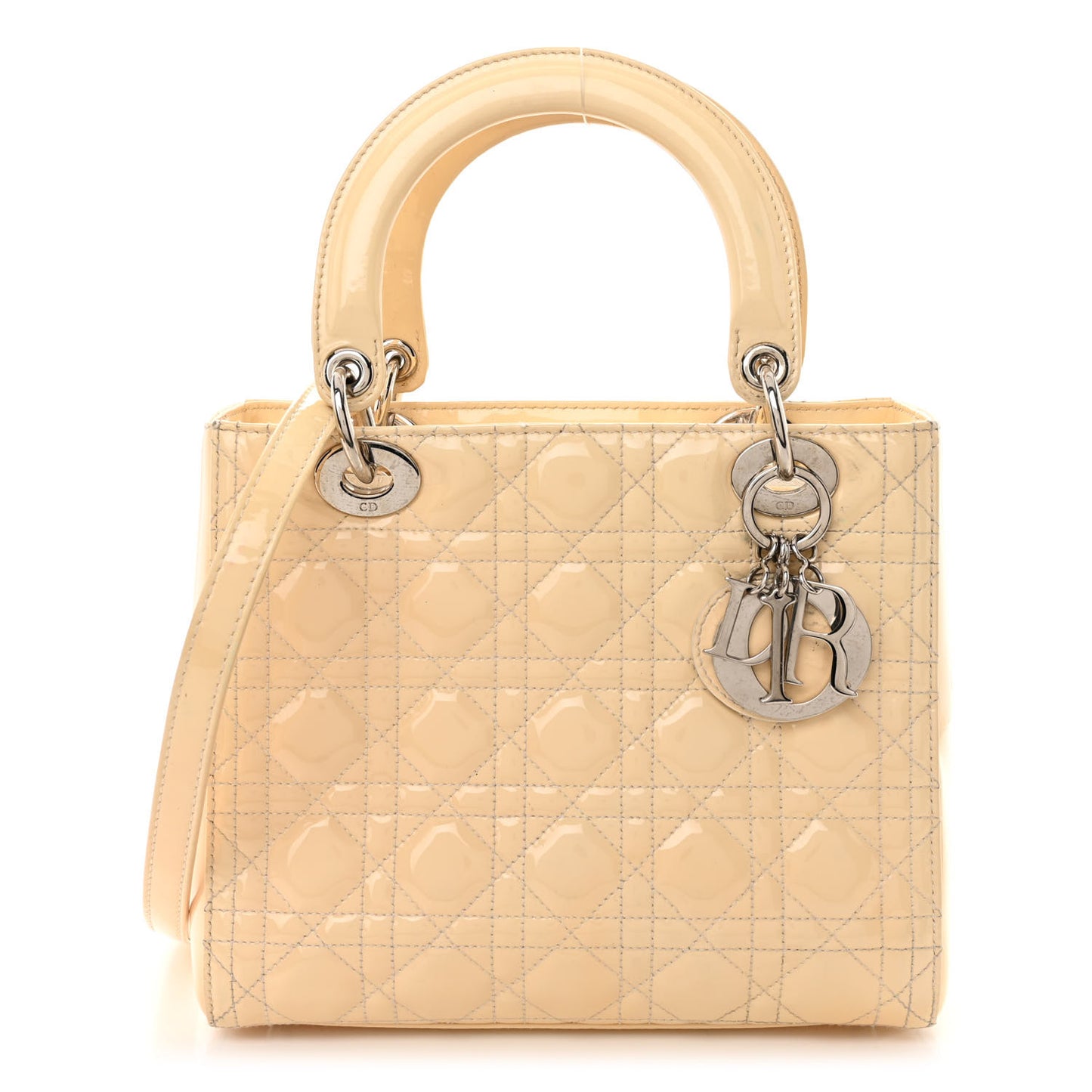 Patent Cannage Medium Lady Dior Beige