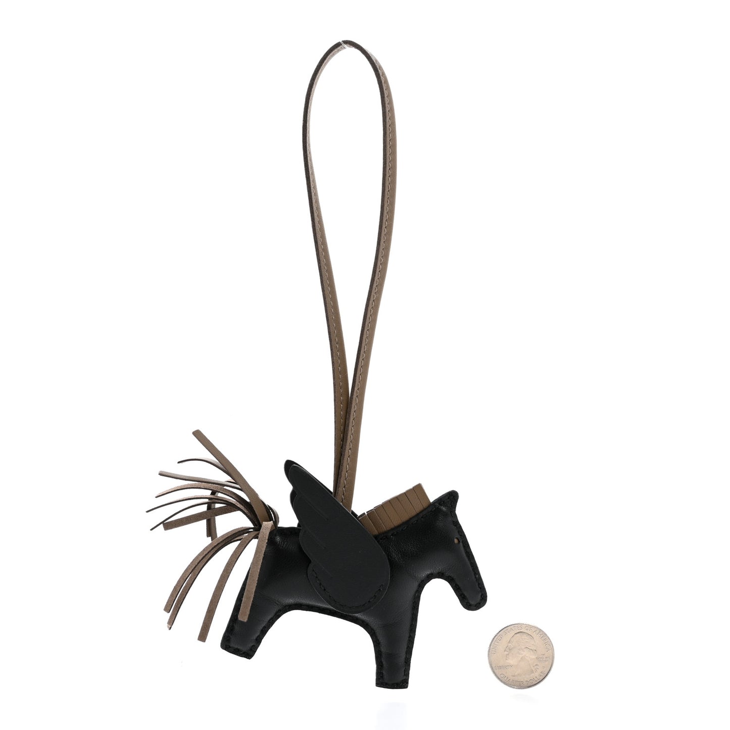 Milo Lambskin Grigri Rodeo Pegase Horse Bag Charm PM Black Etoupe