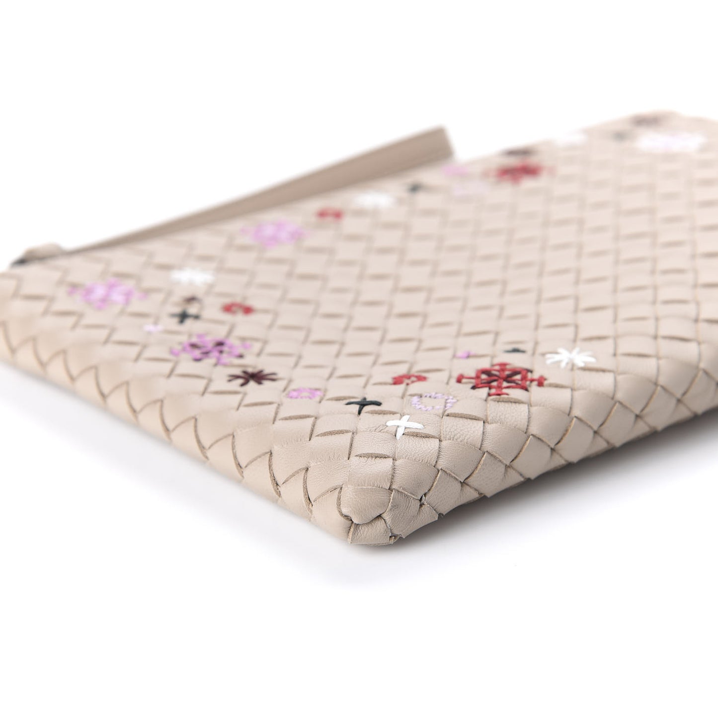 Nappa Intrecciato Meadow Flower Pouch Beige Multicolor