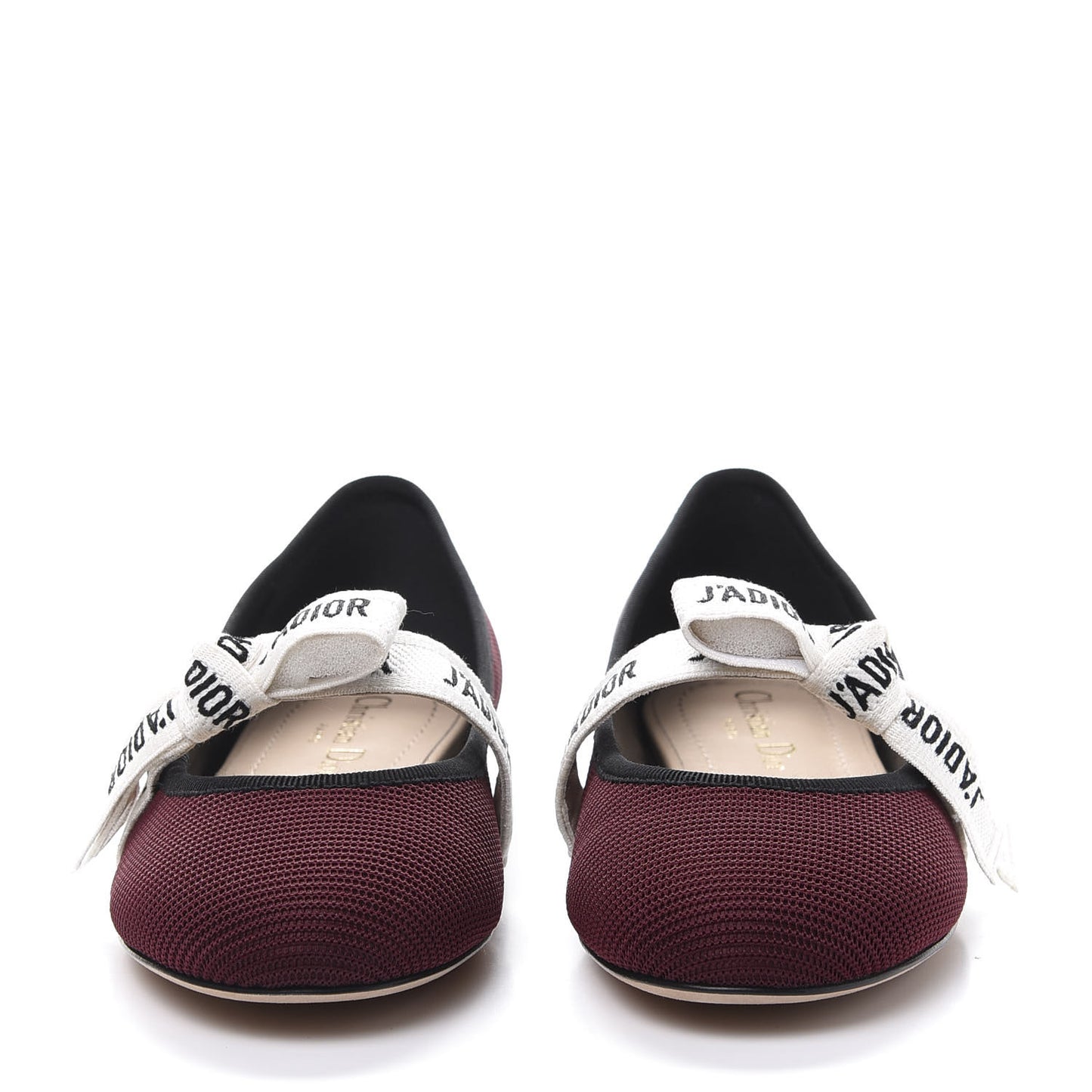 Fabric Ribbon Embroidered J'Adior Ballet Flats 35.5 Rouge Black