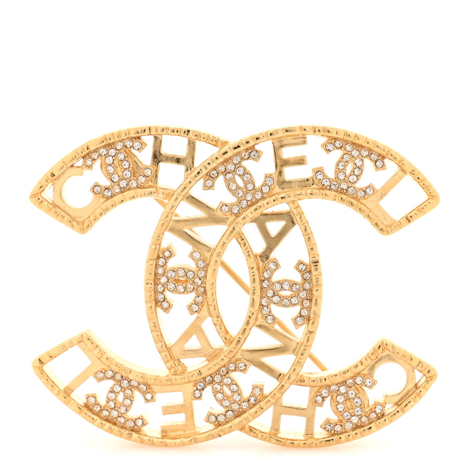 ［Chuchu_ ］CHANEL CCロゴ ブローゴールド系 Chanel Crystal Coco CC Logo Brooch Gold 1865392 – FASHIONPHILE