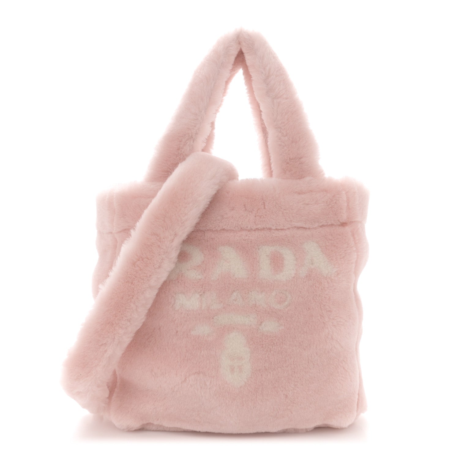 Prada Shearling Logo Tote Bag Orchidea 1711539 – FASHIONPHILE
