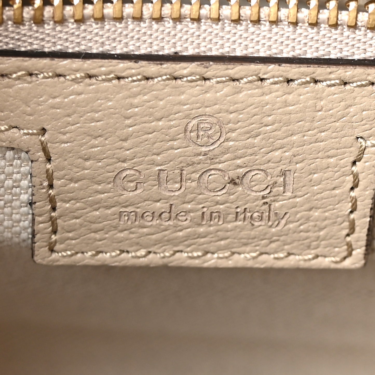 GG Supreme Monogram Textured Dollar Calfskin Web Small Ophidia Slip Handle Tote Beige Mystic White Oatmeal