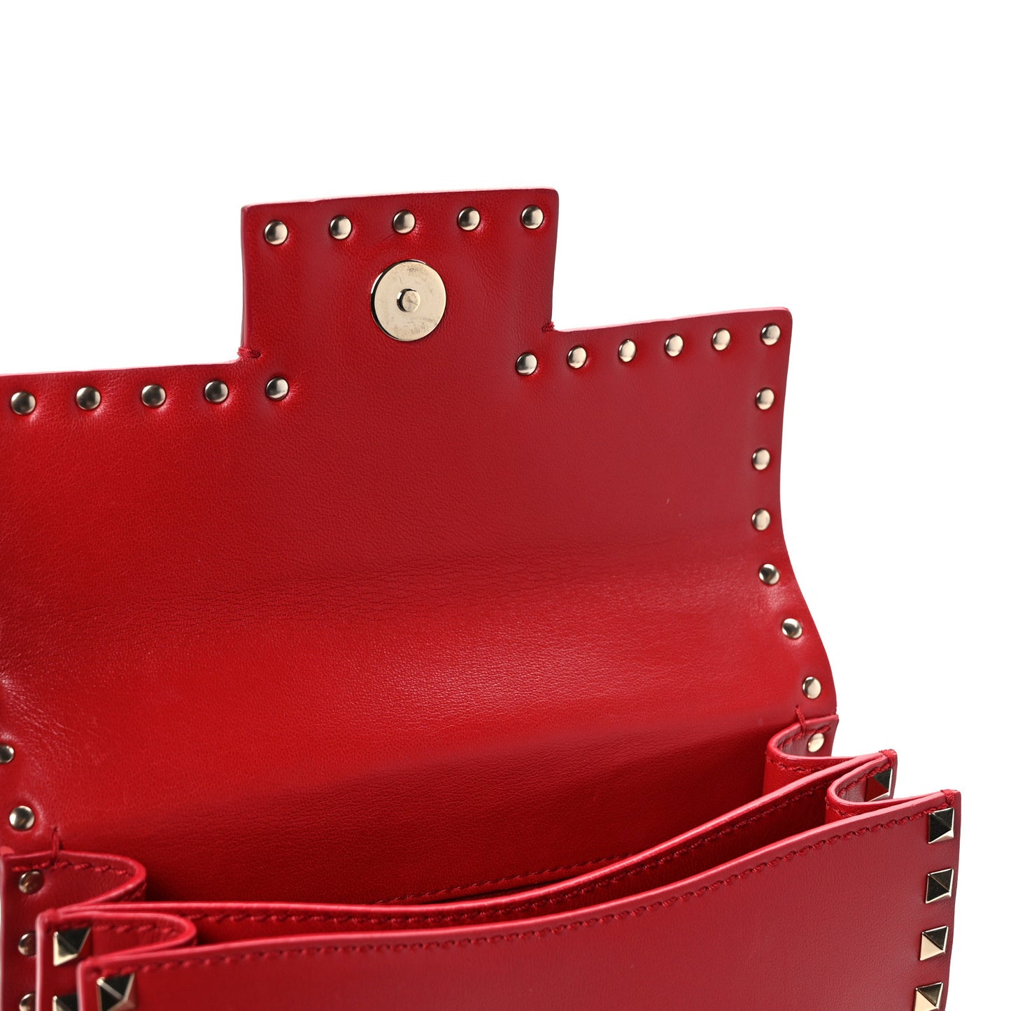 Calfskin Rockstud Flap Shoulder Bag Rosso Valentino