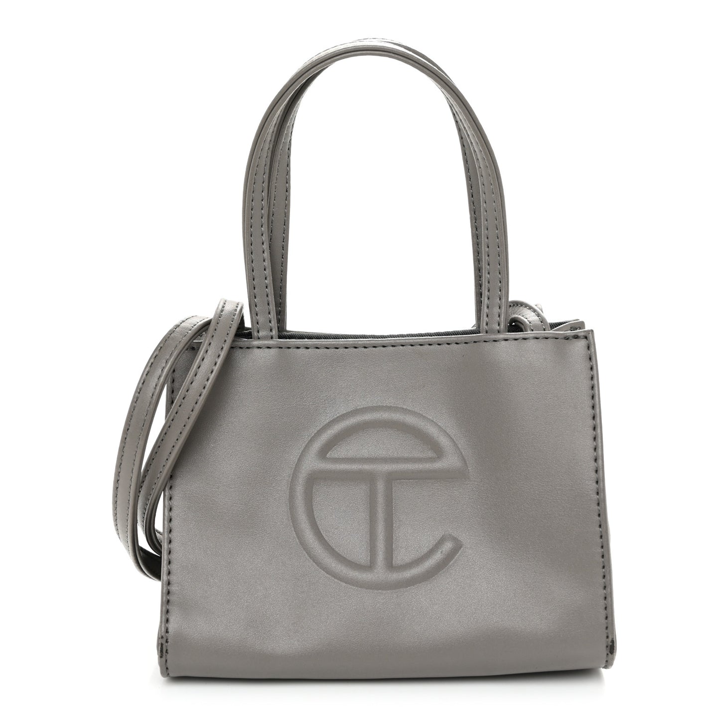 Vegan Leather Small Shopping Bag Grey