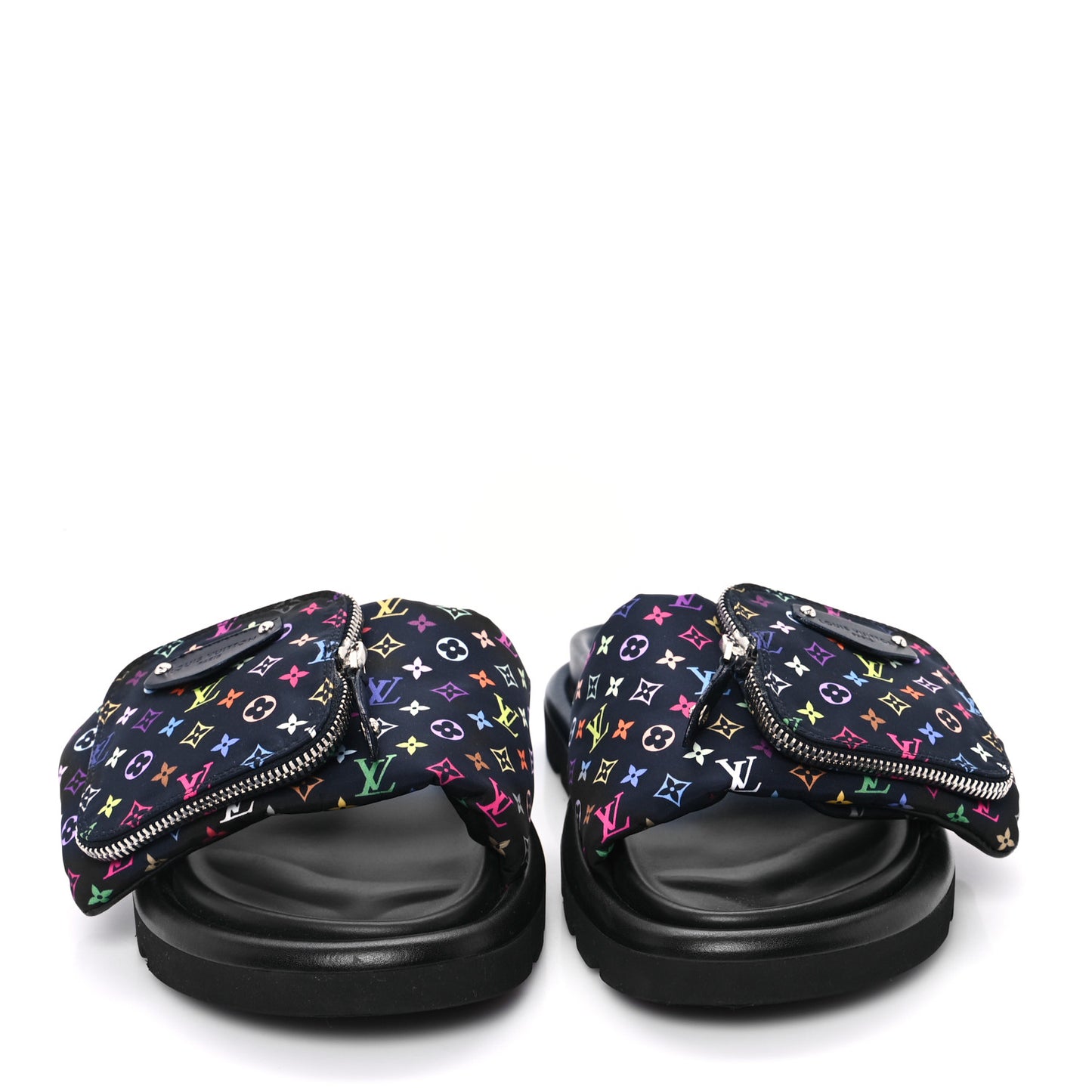 LV X TM Monogram Multicolor Pool Pillow Flat Comfort Mule 38 Black