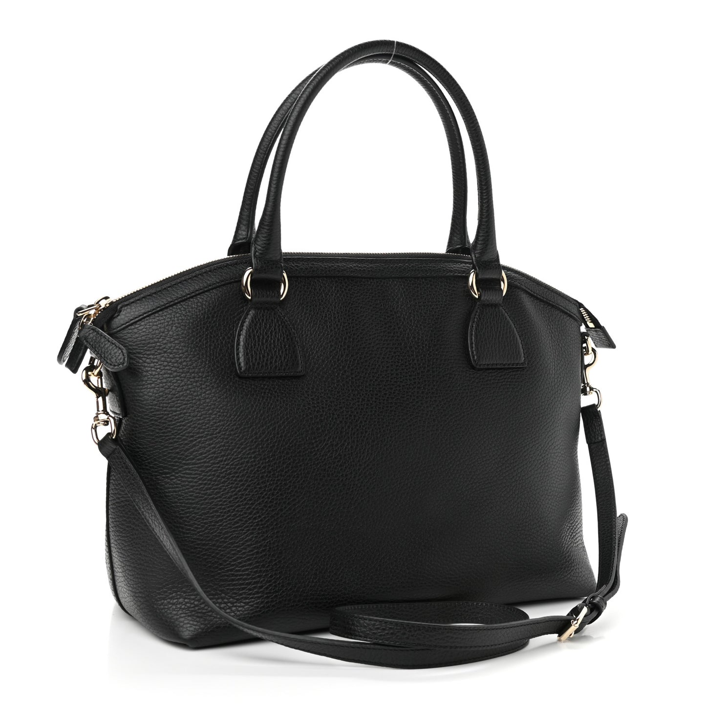 Dollar Calfskin GG Charm Dome Satchel Black