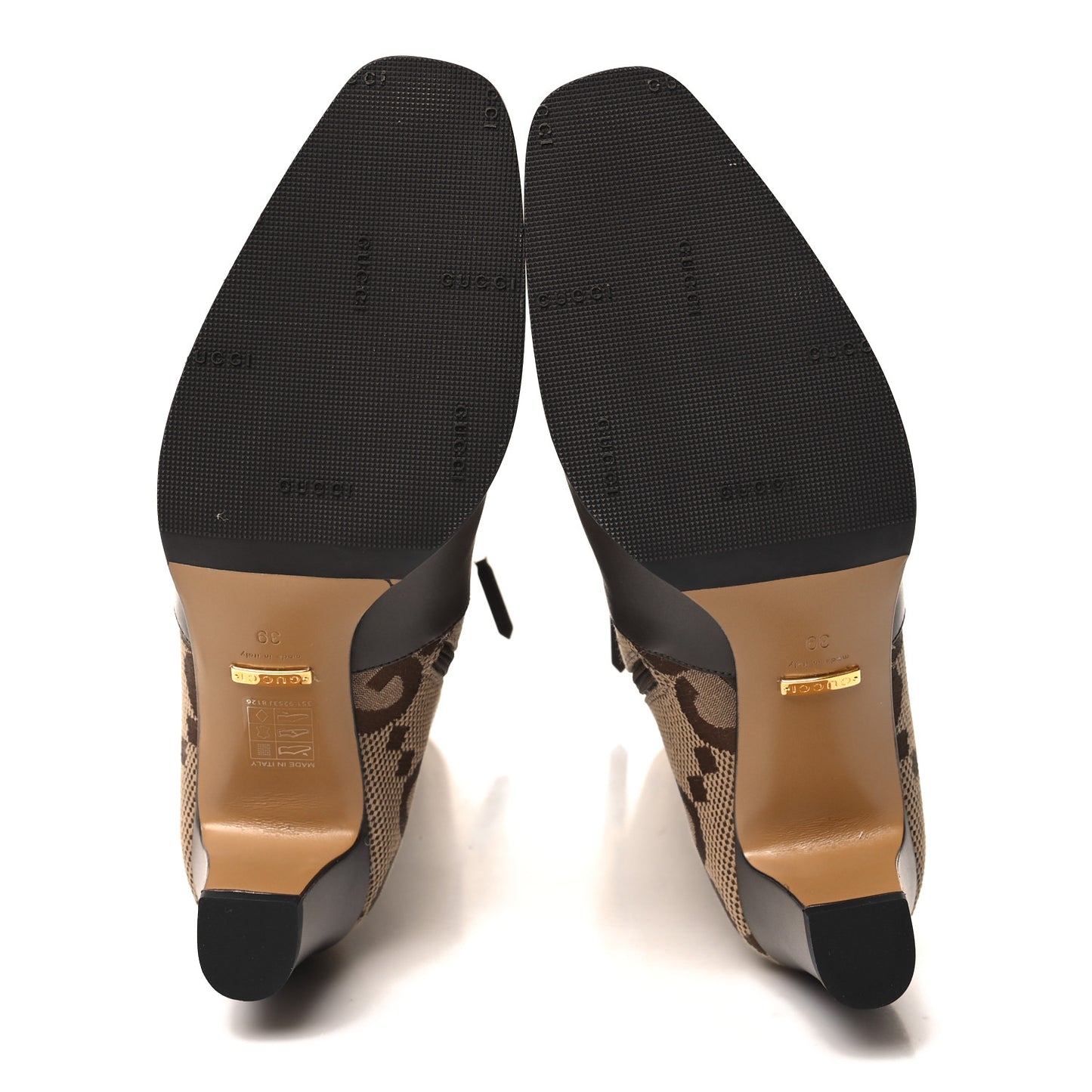 Monogram Jumbo GG Calfskin Interlocking G Anna Boots 39 Camel Ebony