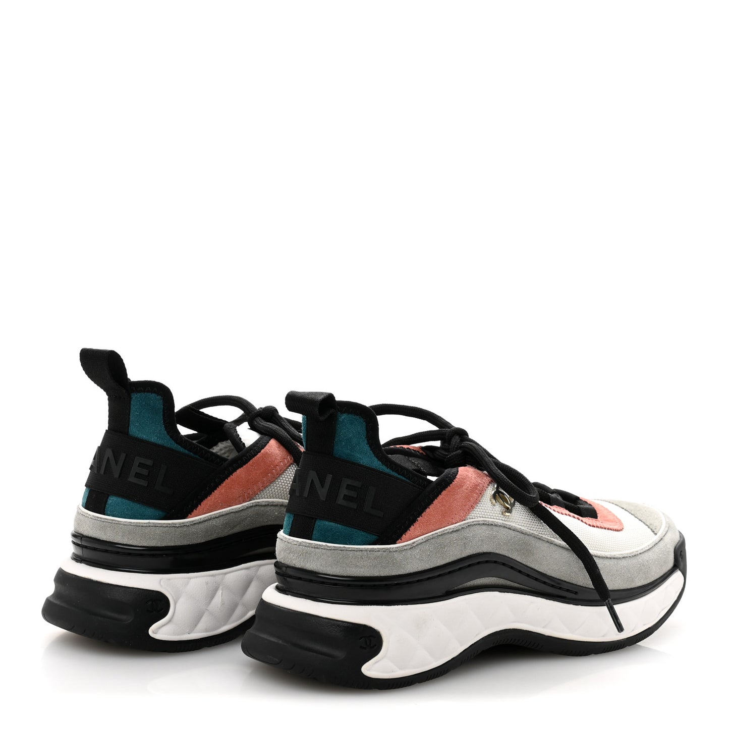 Fabric Suede CC Sneakers 37.5 White Light Grey Pink