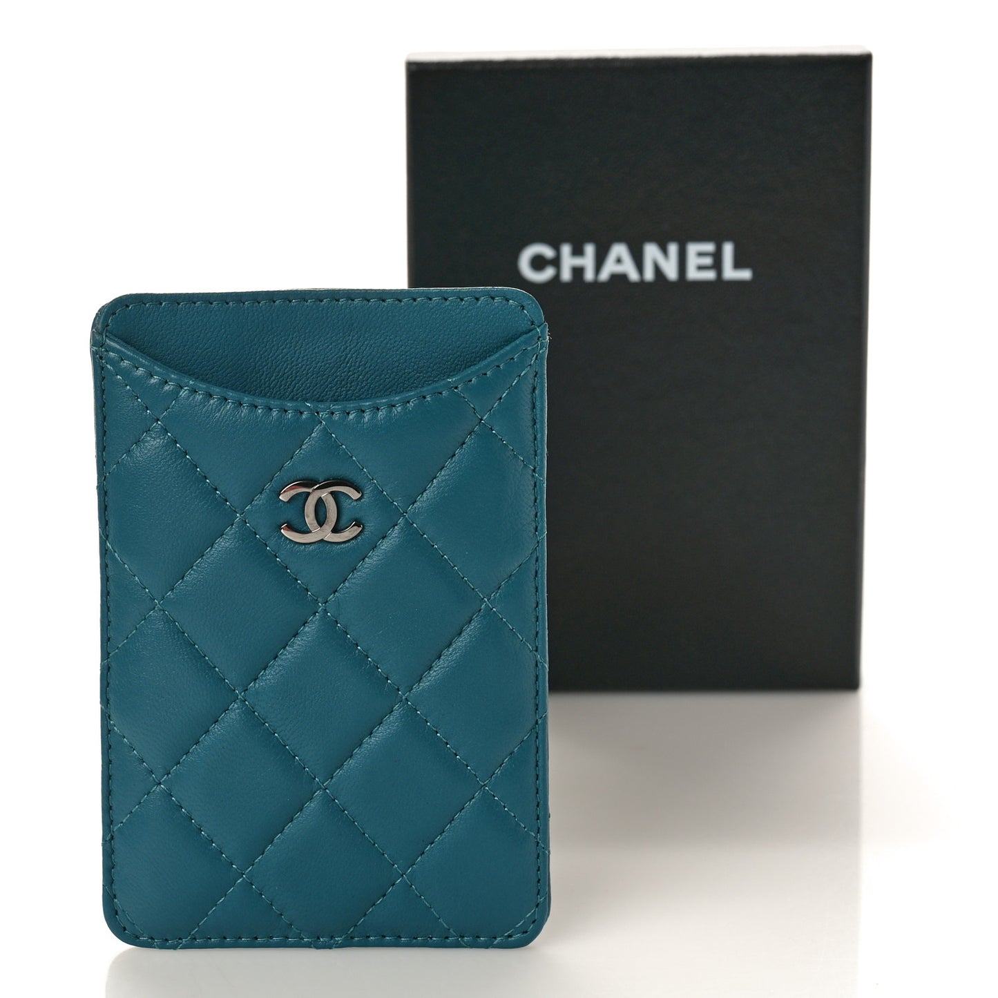 Caviar Quilted Phone Holder Turquoise