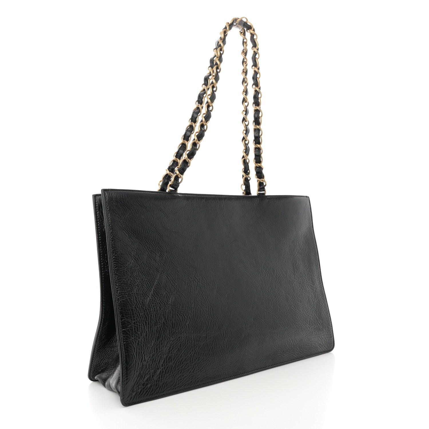 Chanel Shiny Aged Calfskin Shopping Bag Black 3 of 10