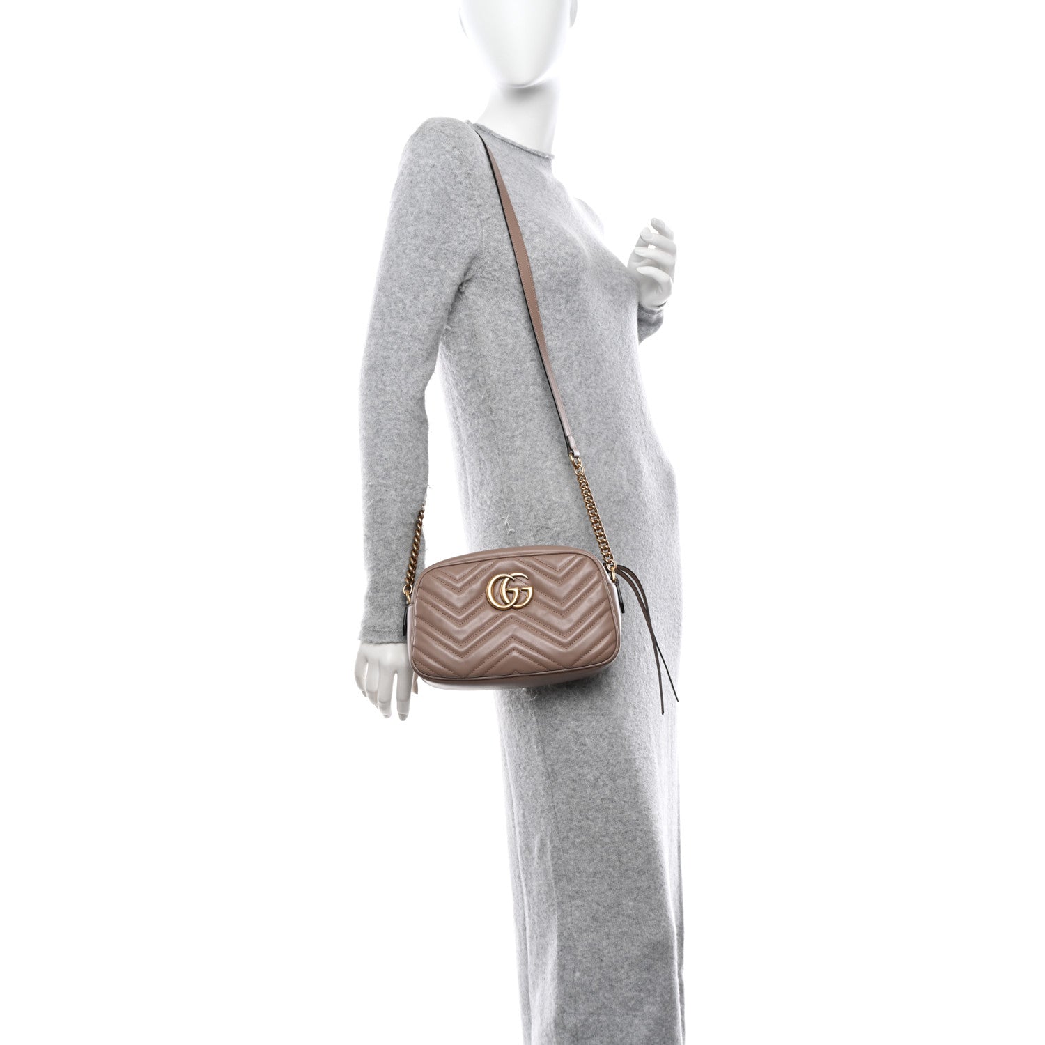 Gucci Calfskin Matelasse Small GG Marmont Chain Shoulder Bag Porcelain Rose 2 of 10