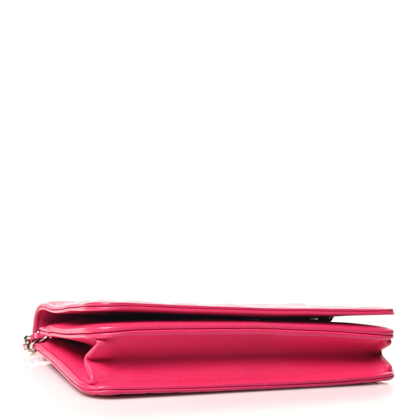 Lambskin Quilted Diamond CC Wallet On Chain WOC Pink