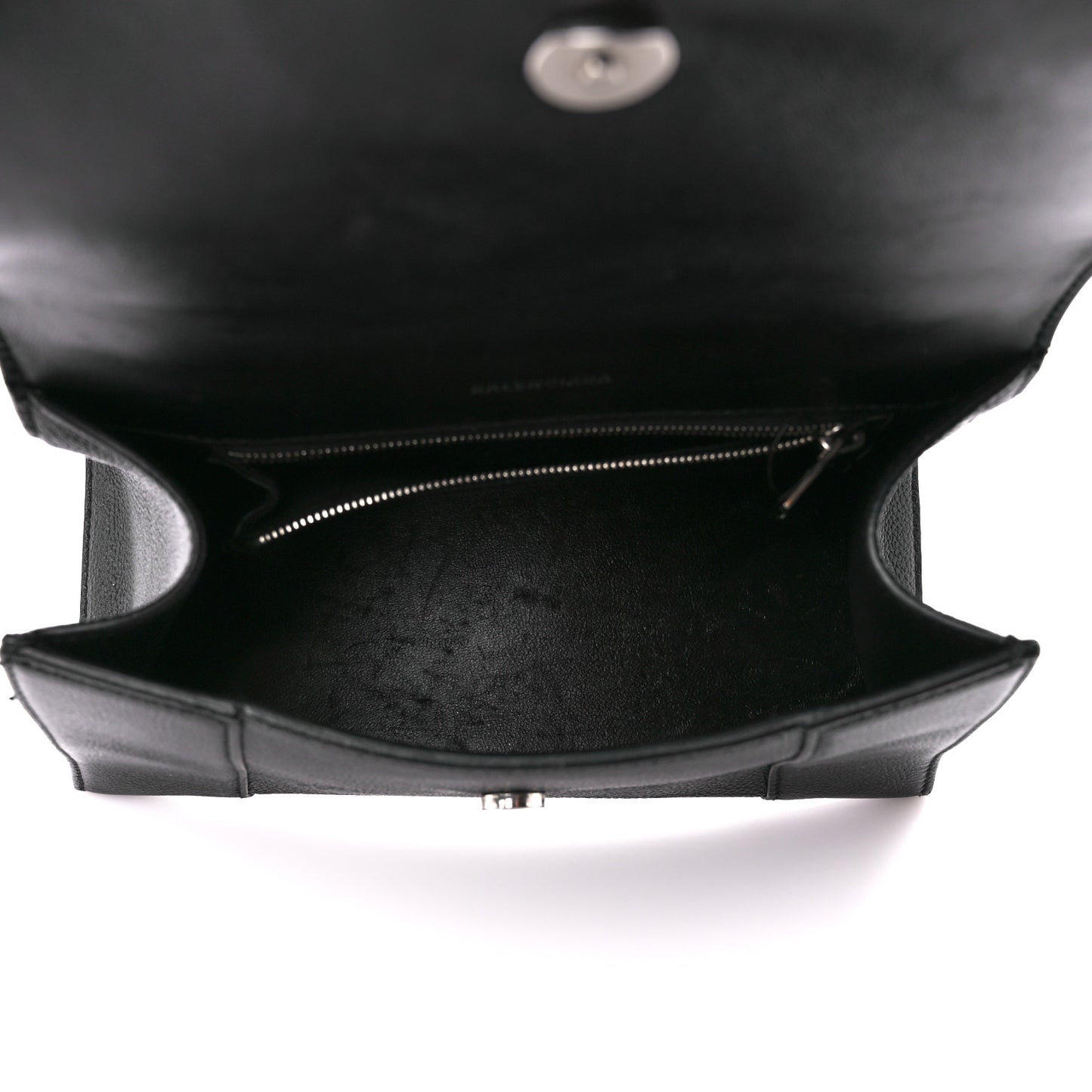 Grained Calfskin Small Hourglass Top Handle Bag Black