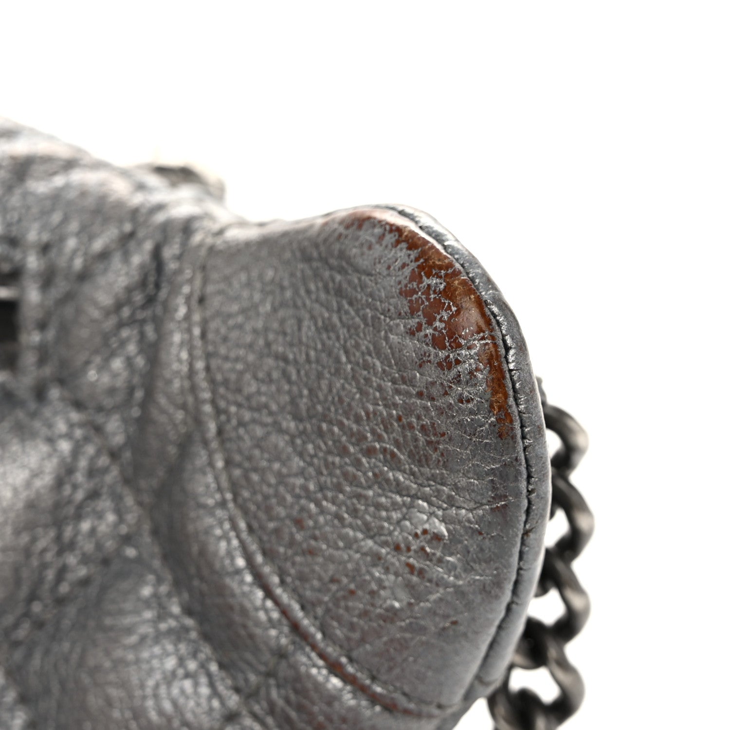 Chanel Metallic Calfskin Quilted Banane Waist Bag Fanny Pack Dark Silver 14 of 14