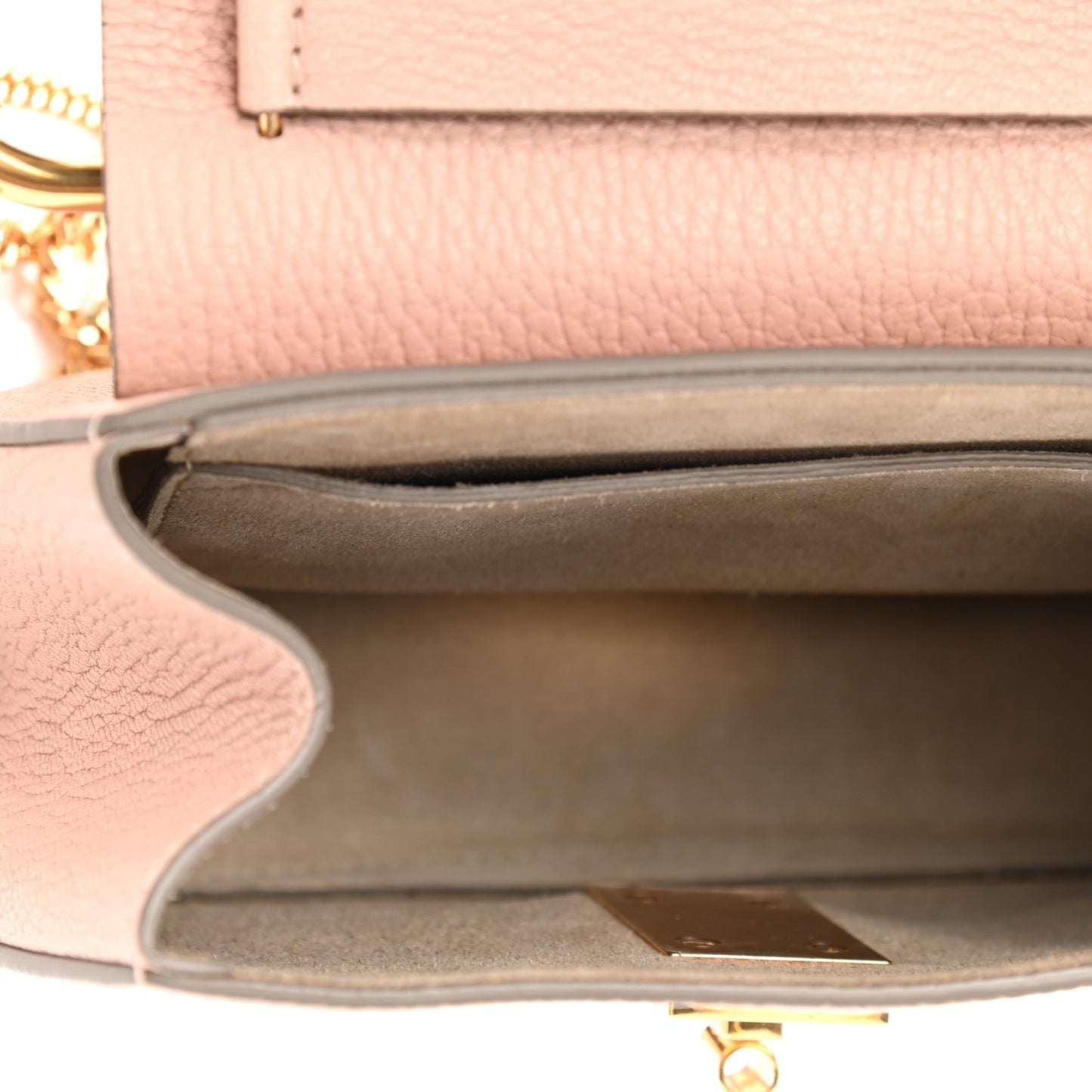 Grained Lambskin Mini Drew Shoulder Bag Cement Pink