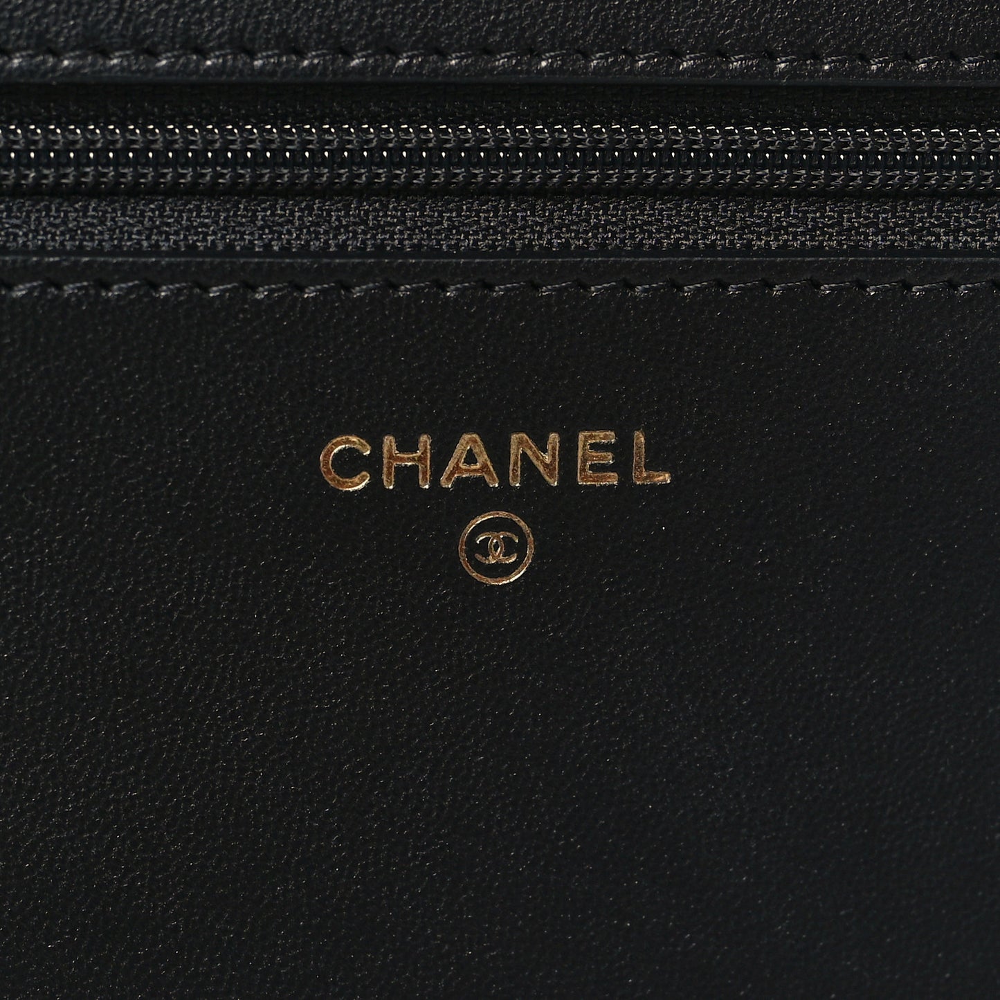 Lambskin Quilted Wallet On Chain WOC Black Beige