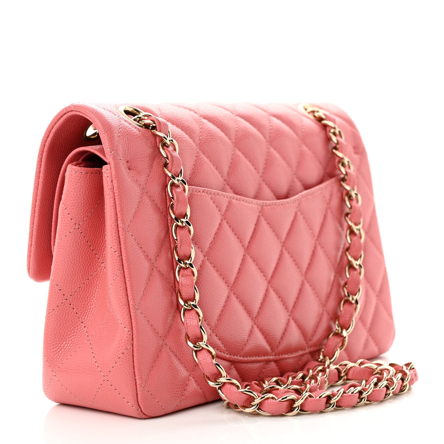 Caviar Quilted Small Double Flap Pink