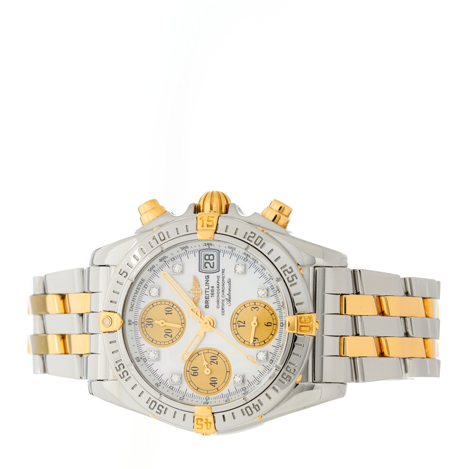 Breitling Stainless Steel 18K Yellow Gold Diamond 39mm Cockpit Chronograph Automatic Watch B13357 6 of 13