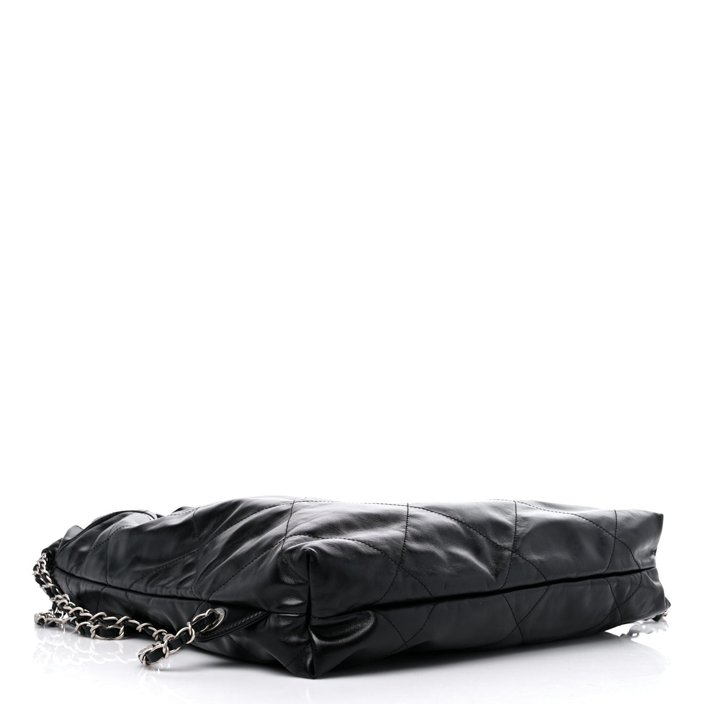 Shiny Calfskin Quilted Chanel 22 Backpack Black