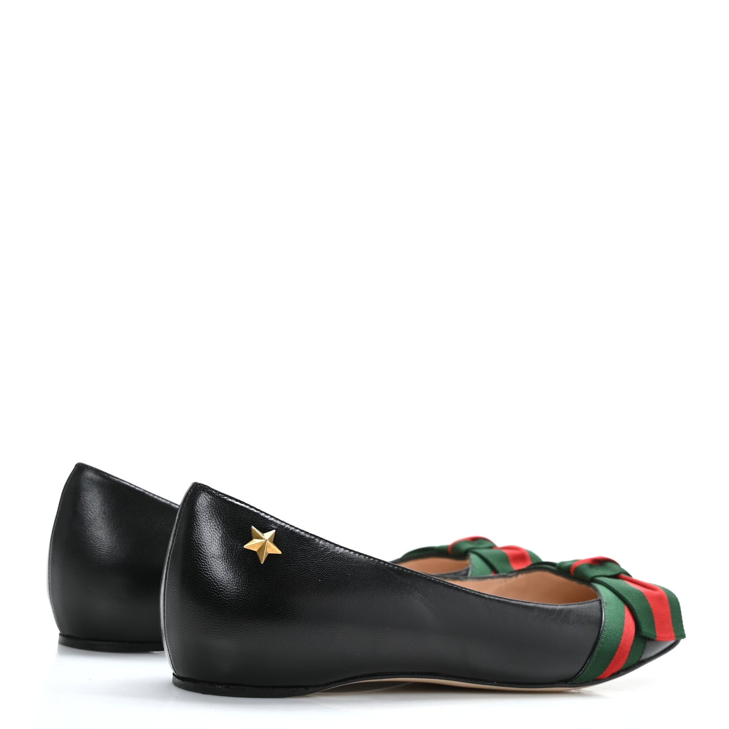 Calfskin Web Ballerina Flat 36 Black