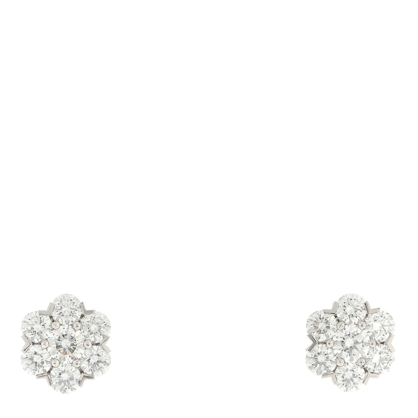 18K White Gold Diamond Fleurette Earrings
